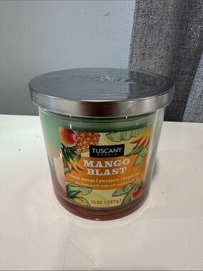 Tuscany candle Mango Blast Scented Jar Candle  brand new. 3 wick